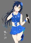  blue_hair long_hair looking_at_viewer love_live! love_live!_school_idol_project necktie one_eye_closed scrunchie smile solo sonoda_umi taiki_(ozone) wrist_scrunchie yellow_eyes 
