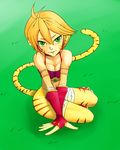  animal_ears bare_shoulders breasts breath_of_fire breath_of_fire_ii capcom cat_ears cat_tail furry green_eyes highres no_panties no_pants orange_hair pointy_ears rinpoo_chuan short_hair solo striped tail 