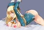  ass atago_(kantai_collection) beret blonde_hair breasts clenched_teeth cum cum_on_body cum_on_breasts cum_on_clothes cum_on_upper_body facial hat kantai_collection large_breasts lips long_hair nipples one_eye_closed sketch solo teeth top-down_bottom-up wince yoyo2doggness 