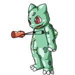  anthro bulbasaur bulge digital_media_(artwork) disembodied_hand male nintendo nipple_pinch nipple_play nipple_pull nipple_torture pok&eacute;mon rubber_suit solo_focus soukouryu standing unknown_species video_games 