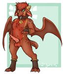  balls collar dragon hybrid male naughtywrens penis pinup pose reptile scalie solo submissive wings 
