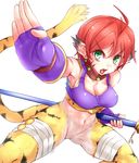  animal_ears breasts breath_of_fire breath_of_fire_ii capcom cat_ears cat_tail furry green_eyes kitayama_miuki medium_breasts no_panties no_pants orange_hair rinpoo_chuan short_hair solo striped tail 