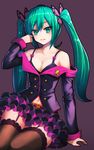  :d aqua_eyes aqua_hair bare_shoulders belt black_bra black_legwear bow bra breasts butterfly_hair_ornament buttons cleavage collarbone defiaz_(infinity) frilled_skirt frills garter_straps grin hair_ornament hand_in_hair hatsune_miku honey_whip_(module) jacket long_hair long_sleeves looking_at_viewer md5_mismatch medium_breasts nail_polish navel off_shoulder open_mouth parted_lips pink_bow pink_nails project_diva_(series) project_diva_f purple_eyes purple_jacket purple_skirt simple_background sitting skirt smile solo sweet_devil_(vocaloid) thighhighs twintails underwear very_long_hair vocaloid zettai_ryouiki 