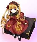  bad_id bad_pixiv_id blonde_hair blue_eyes box long_hair rozen_maiden shinku sitting solo suika-tk suitcase 