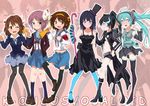  akiyama_mio bad_id bad_pixiv_id bangs black_hair black_rock_shooter black_rock_shooter_(character) blue_eyes blue_hair blue_legwear blunt_bangs boots brown_eyes brown_hair cane crossover detached_sleeves don't_say_&quot;lazy&quot; fingerless_gloves gloves green_hair hair_ornament hair_ribbon hairband hat hatsune_miku high_heels hime_cut hirasawa_yui k-on! kita_high_school_uniform legs long_hair mask megaphone midriff mini_hat mini_top_hat multiple_girls nagato_yuki necktie pantyhose purple_eyes ribbon school_uniform shoes suzumiya_haruhi suzumiya_haruhi_no_yuuutsu sweater thighhighs top_hat twintails vocaloid wand yellow_eyes zettai_ryouiki zhuxiao517 