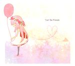  balloon chibi closed_eyes dress flower honeycrown just_be_friends_(vocaloid) long_hair megurine_luka paper_airplane pink_hair solo tears vocaloid white_dress 