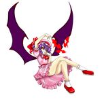  bad_id bad_pixiv_id bat bat_wings hat highres kurogane_yamato no_panties purple_hair red_eyes remilia_scarlet ribbon short_hair solo touhou wings 