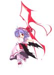  bat_wings hat highres jenes purple_hair red_eyes remilia_scarlet short_hair solo spear_the_gungnir touhou wings 