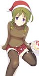  braid hair_over_shoulder hat original sakusaku santa_hat solo sweater thighhighs twin_braids zettai_ryouiki 