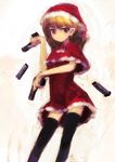  bad_id bad_pixiv_id christmas copyright_request dual_wielding gun handgun highres holding lm7_(op-center) magazine_(weapon) magazine_ejection santa_costume solo thighhighs trigger_discipline weapon 