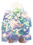  bad_id bad_pixiv_id christmas frog glowing gohei green_eyes green_hair hair_ornament kochiya_sanae kurobuta_gekkan long_hair pantyhose snake solo star touhou 