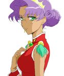  dark_skin earrings glasses green_eyes himemiya_anthy jewelry orie purple_hair shoujo_kakumei_utena solo 