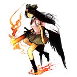  arm_cannon bad_id bad_pixiv_id black_hair full_body highres reiuji_utsuho solo touhou transparent_background un-known_(ninesix) weapon wings 