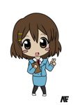  brown_eyes brown_hair gundam gundam_0083 hair_ornament hairpin hirasawa_yui k-on! pantyhose solo 