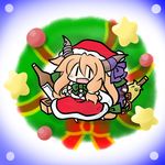  alcohol chibi christmas fang hat ibuki_suika orange_hair santa_costume santa_hat solo touhou yanagi_(nurikoboshi) |_| 