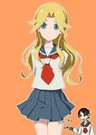  absurdres arms_behind_back bad_id bad_pixiv_id blonde_hair blue_eyes fuura_kafuka highres kimura_kaere long_hair multiple_girls sayonara_zetsubou_sensei school_uniform serafuku simple_background smile stickam tai0201 