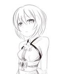  arms_behind_back blanc greyscale highres looking_at_viewer monochrome neptune_(series) short_hair sketch solo source_request 