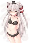  amatsukaze_(kantai_collection) blush bra brown_eyes highres kantai_collection long_hair ma-yu panties silver_hair solo two_side_up underwear underwear_only 