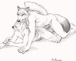  2015 anthro balls canine claws duo erection eyes_closed fur male male/male mammal nude penis rukis sex smile 