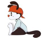  alpha_channel animaniacs black_fur clothing fur male mammal paws simple_background sitting skunkwaffle_(artist) solo transparent_background wakko_warner warner_brothers young 