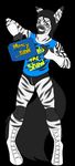  anthro black_background black_hair boots clothed clothing equine footwear fur hair invalid_tag kammymau looking_at_viewer male mammal one_eye_closed simple_background smile solo standing stripes teeth white_fur zebra 