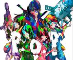  album_cover ammunition androgynous bazooka bunny character_request cover dog gun holding holding_syringe keychain multiple_girls official_art one_eye_closed open_mouth paint paint_splatter pop_(idol_group) rifle sniper_rifle sushio syringe text_focus water_gun weapon 