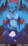  2015 abdominal_bulge anal anal_penetration anthro big_dom_small_sub blue_body blue_fur blue_skin claws dragon duo erection eyes_closed firondraak fur furred_dragon hi_res humanoid_penis larger_male male male/male muscular nude open_mouth orange_eyes penetration penis red_fur scalie sex shiuk silvaentys simple_background size_difference smaller_male tongue tongue_out wings 