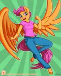  2015 anthro anthrofied clothing equine female friendship_is_magic hair mammal my_little_pony pegasus portrait pose purple_eyes purple_hair scootaloo_(mlp) solo sorcerushorserus wings 