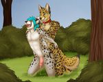  2015 anal anthro ariozyn-soulcatcher azerlore blue_hair cat feline fur hair leopard male male/male mammal multicolored_fur sevrah snow snow_leopard spots two_tone_fur white_fur 