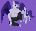  2015 anthro blue_eyes canine clothing cutie_mark equine fan_character friendship_is_magic fur hair horse looking_at_viewer male mammal muscular my_little_pony omegasarting pecs pegasus pony simple_background smile tyson_fairfeather windblast_fairfeater wings 