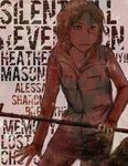  artist_request blonde_hair heather_mason lowres miniskirt short_hair silent_hill silent_hill_(movie) silent_hill_3 skirt sleeveless solo upper_body weapon 