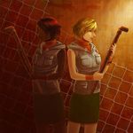  alessa_gillespie blonde_hair breasts heather_mason miniskirt multiple_girls silent_hill silent_hill_3 skirt sleeveless vest wristband 