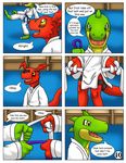  comic digimon dragon guilmon karate reptile scalie text 