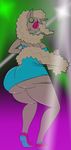  americananomaly_(artist) anthro big_breasts big_butt blonde_hair breasts butt chubby chubby_legs clothing equine fan_character female fur hair horn horse huge_butt mammal my_little_pony pony sauer_kraut_(character) simple_background smile solo unicorn wide_hips 