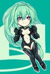  bad_id bad_pixiv_id breasts chibi full_body green_hair green_heart kamia_(not_found) large_breasts long_hair looking_at_viewer neptune_(series) ponytail purple_eyes solo symbol-shaped_pupils very_long_hair 