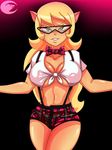  2015 anthro big_breasts breasts callie_briggs cat cleavage clothed clothing dalley-the-alpha eyewear feline female glasses looking_at_viewer mammal skimpy smile solo swat_kats 
