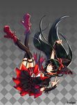  bad_id bad_pixiv_id black_hair black_legwear colorized frills full_body garter_straps gate_-_jieitai_ka_no_chi_nite_kaku_tatakaeri gothic_lolita hair_ribbon hand_gesture highres lolita_fashion long_hair noixen red_eyes ribbon rory_mercury solo sparkle thighhighs v 