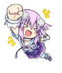  &gt;_&lt; :d bad_id bad_pixiv_id blush chibi clenched_hand closed_eyes d-pad d-pad_hair_ornament full_body hair_ornament kamia_(not_found) neptune_(choujigen_game_neptune) neptune_(series) open_mouth punching purple_hair smile solo striped striped_legwear xd 