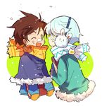  blowing male_focus mikleo_(tales) multiple_boys scarf snow sorey_(tales) tales_of_(series) tales_of_zestiria winter_clothes yanzhan younger 
