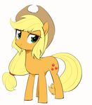  2015 30clock alternate_hairstyle applejack_(mlp) blonde_hair cutie_mark earth_pony equine female feral friendship_is_magic green_eyes hair hat horse mammal my_little_pony pony simple_background smile solo white_background 