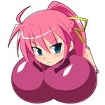  bad_id bad_pixiv_id blue_eyes blush breasts frown genzaburoh gigantic_breasts long_hair looking_at_viewer lyrical_nanoha mahou_shoujo_lyrical_nanoha mahou_shoujo_lyrical_nanoha_a's nipaishin pink_hair ponytail signum solo tsurime 