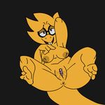  alphys breasts buckteeth eyewear feet glasses inverted_nipples nipples pose pussy pussy_juice reptile scalie spread_legs spreading teeth teknikolor toes 