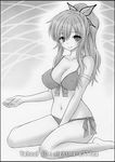  bikini boku_wa_tomodachi_ga_sukunai bug butterfly butterfly_hair_ornament greyscale hair_ornament insect kashiwazaki_sena long_hair monochrome nightmare77zx ponytail sitting solo swimsuit traditional_media wariza 