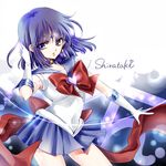  artist_name bishoujo_senshi_sailor_moon blue_skirt bow brooch choker cowboy_shot earrings elbow_gloves expressionless gloves jewelry magical_girl pleated_skirt purple_eyes purple_hair purple_sailor_collar red_bow sailor_collar sailor_saturn sailor_senshi_uniform saturn_symbol shirataki_kaiseki short_hair signature skirt solo star star_choker super_sailor_saturn tiara tomoe_hotaru white_gloves 