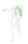  barefoot dress_shirt full_body green monochrome original removing_sock shirt single_sock sketch socks solo standing standing_on_one_leg traditional_media underwear undressing yoshitomi_akihito 