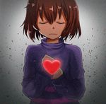  animated animated_gif brown_hair chara_(undertale) closed_eyes dark_persona frisk_(undertale) glitch heart huge_filesize knife red_eyes shirt smile spoilers static striped striped_shirt turtleneck undertale ximsol182 