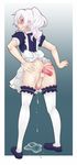  afterimage anal anal_object_insertion apron ass back-seamed_legwear blue_background blush crossdressing cum cum_pool cumdrip dildo dripping erection frills from_behind full_body highres leg_garter looking_back magnifire maid male_focus no_panties object_insertion open_mouth original otoko_no_ko penis pink_eyes puffy_short_sleeves puffy_sleeves seamed_legwear short_sleeves simple_background skirt skirt_lift solo standing testicles thighhighs uncensored vibrator white_hair 