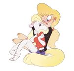  &lt;3 &lt;3_eyes alpha_channel animaniacs anthro blonde_hair blue_eyes claws clothing duo ear_piercing fangs female hair hello_nurse human mammal midriff minerva_mink mink mustelid nurse one_eye_closed piercing simple_background skunkwaffle_(artist) smile toe_claws toes transparent_background warner_brothers 