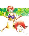  animal_ears artist_request blush breasts breath_of_fire breath_of_fire_ii bustier capcom cat_ears cat_tail claws cleavage facial_mark furry gloves green_eyes lowres no_panties no_pants open_mouth orange_hair rinpoo_chuan solo source_request tail 