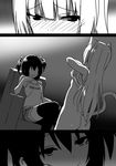  animal_ears breasts cat_ears cat_tail chin_rest comic crossed_legs evil_grin evil_smile femdom greyscale grin highres monochrome multiple_girls original shirt_lift short_hair shorts sitting sky_(freedom) sky_(sky-freedom) small_breasts smile tail tears thighhighs twintails two_side_up undressing 